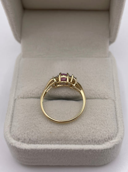 9ct gold pink sapphire and diamond ring