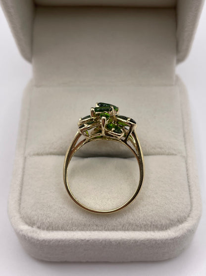 9ct gold diopside cluster ring