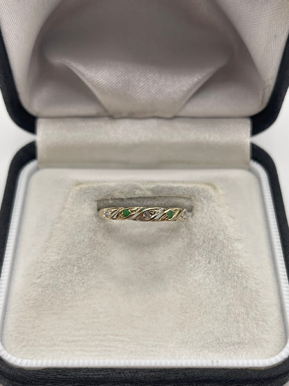 9ct gold emerald and cz ring