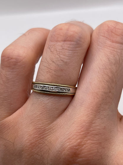 9ct two tone gold diamond ring