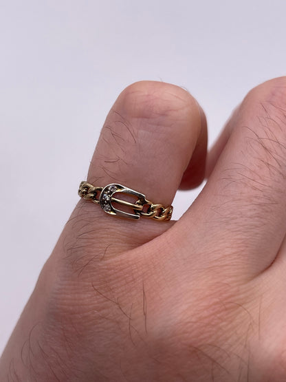 9ct gold diamond buckle ring