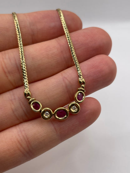 9ct gold ruby and diamond necklace