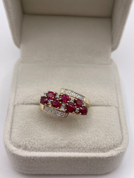 9ct gold ruby and diamond ring