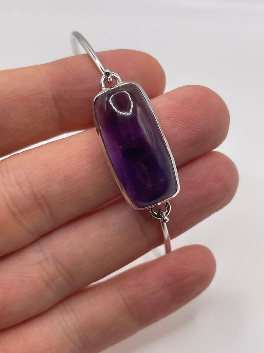 Silver amethyst bangle