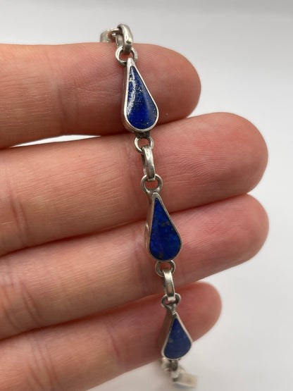 Silver lapis lazuli bracelet