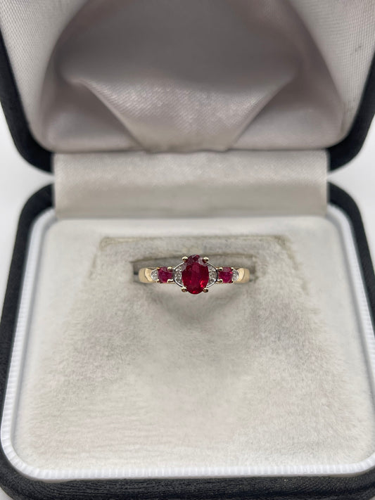 9ct gold ruby and diamond ring