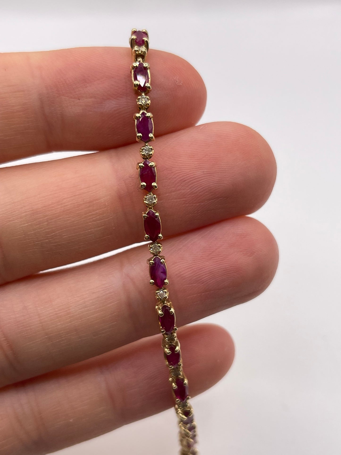 14ct gold ruby and diamond bracelet