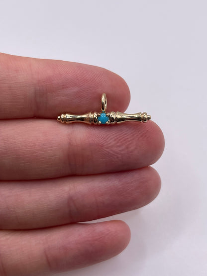 9ct gold turquoise t bar pendant