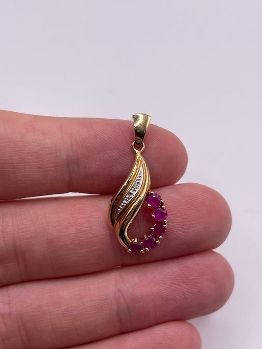 9ct gold ruby and diamond pendant