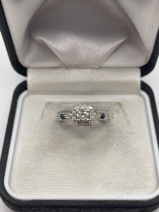 Vera Wang 18ct white gold sapphire and diamond ring