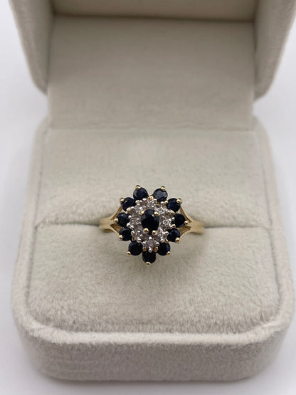9ct gold sapphire and diamond ring