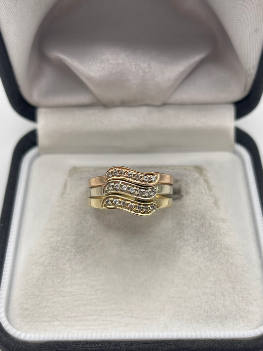 14ct tri gold cz ring