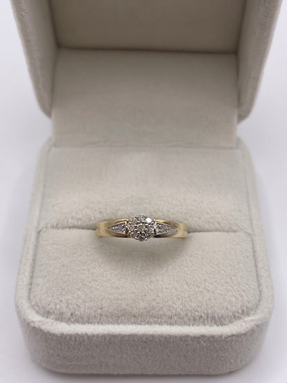 9ct gold diamond cluster ring