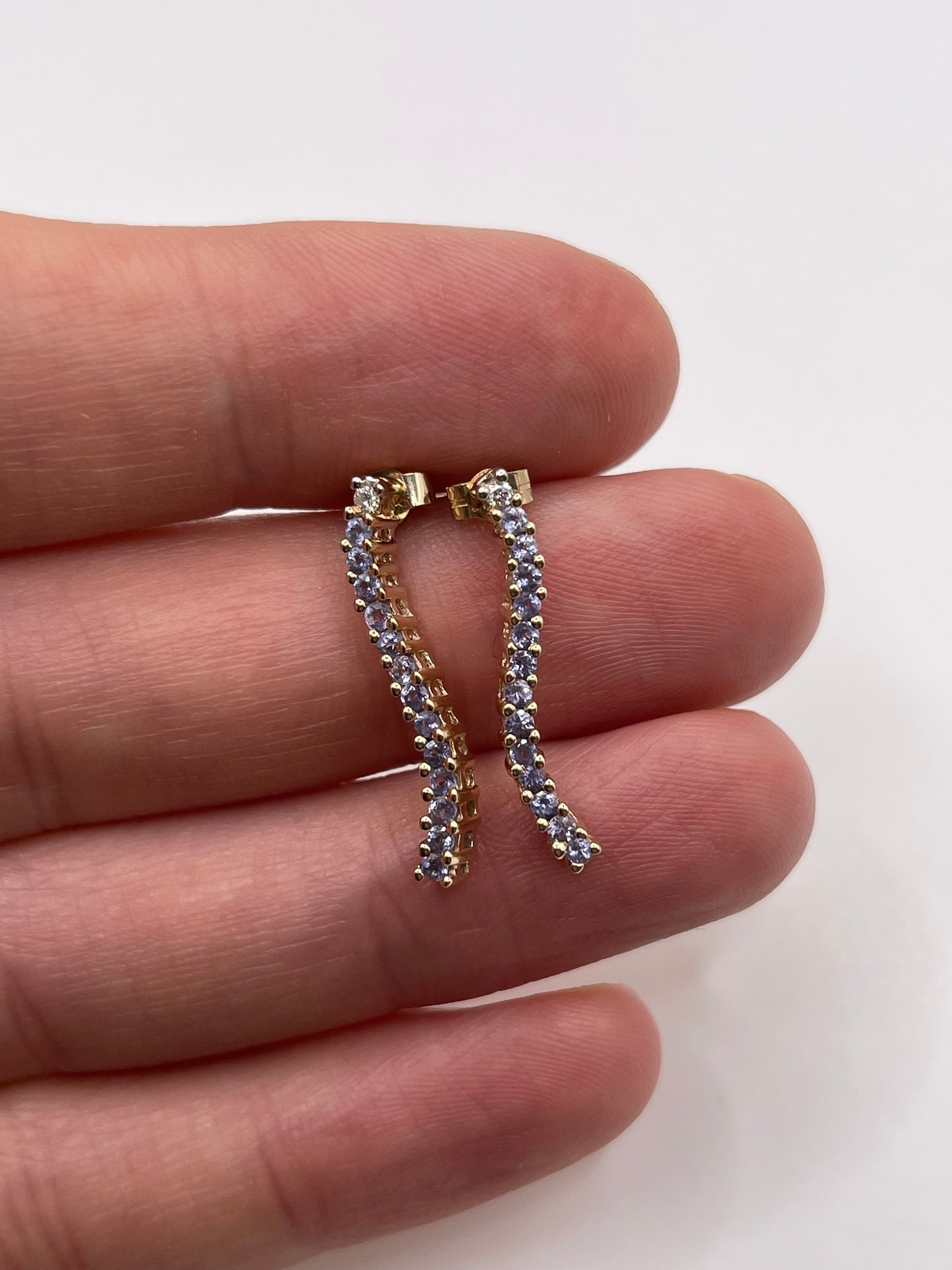 9ct gold tanzanite and diamond earrings