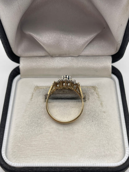 9ct gold blue topaz and diamond ring