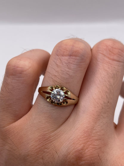 9ct gold cz gypsy ring