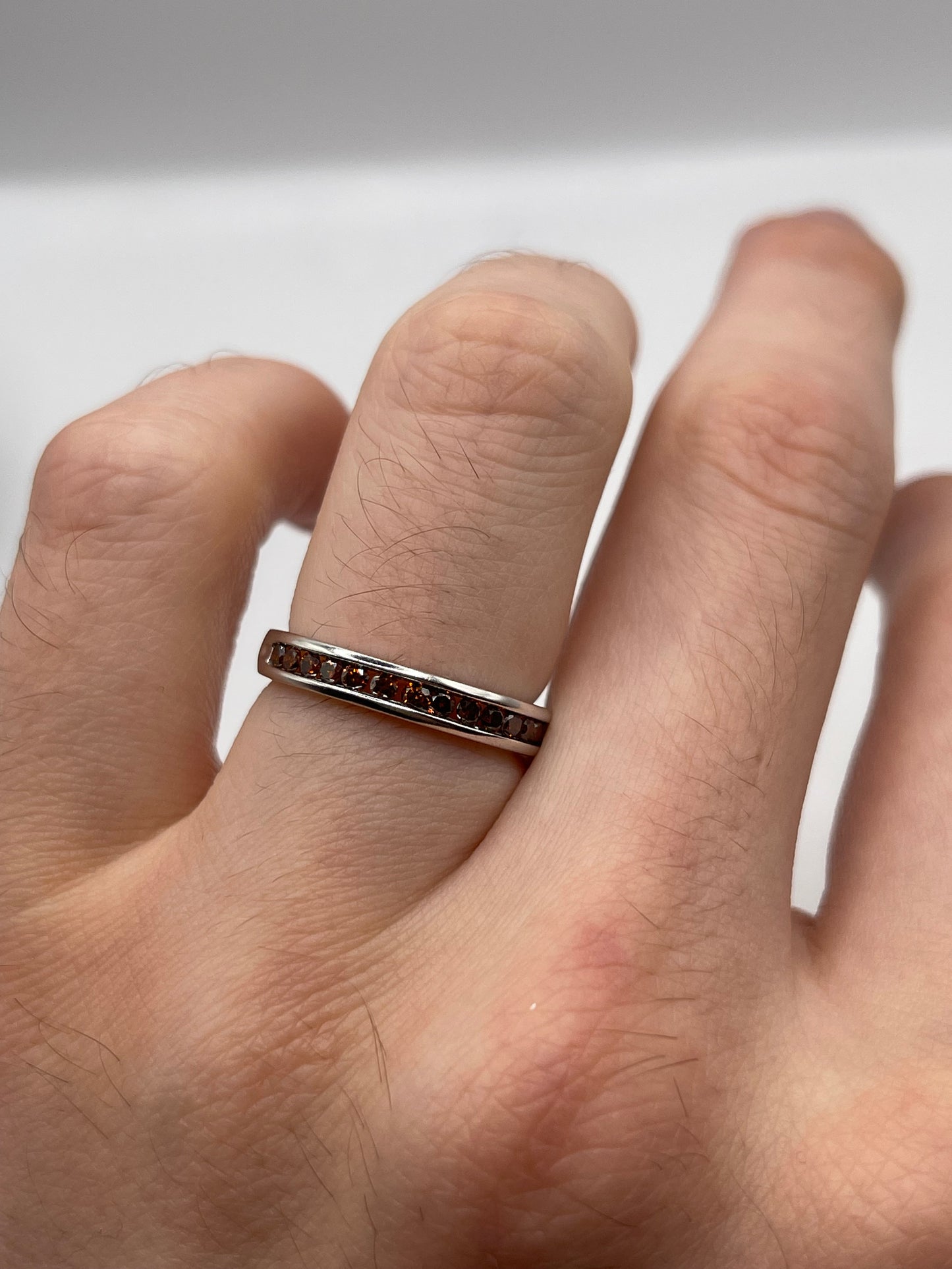 9ct white gold red diamond ring