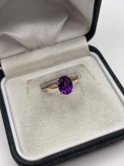 9ct rose gold amethyst ring