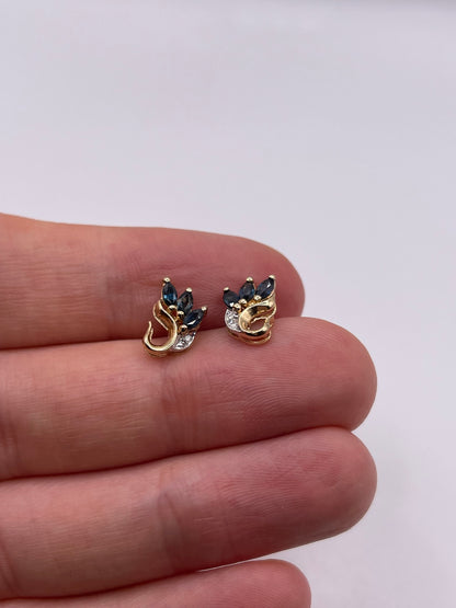9ct gold sapphire and diamond earrings