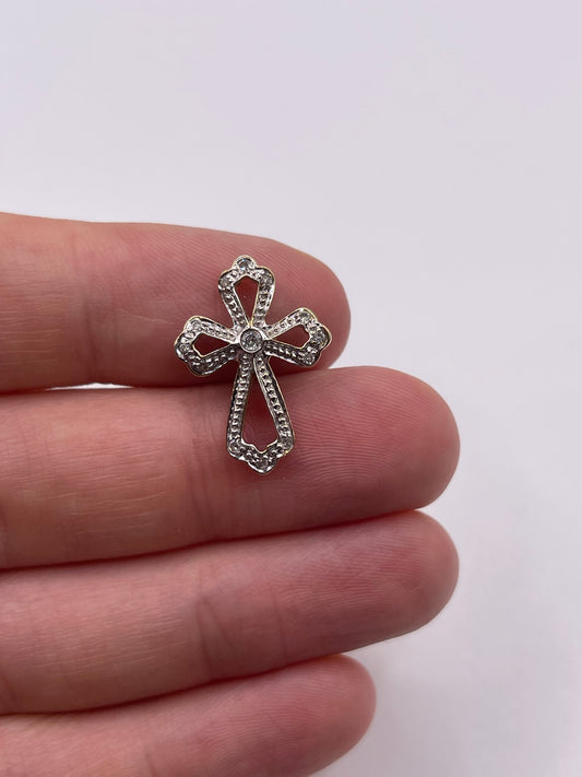 9ct gold diamond cross pendant