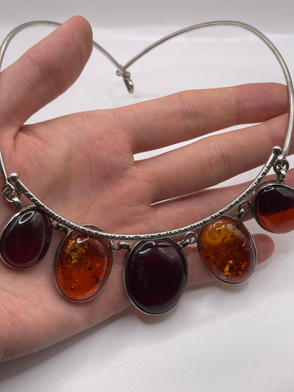 Silver amber necklace
