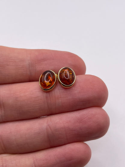 9ct gold amber earrings