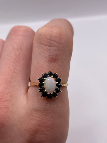 9ct gold opal and sapphire ring