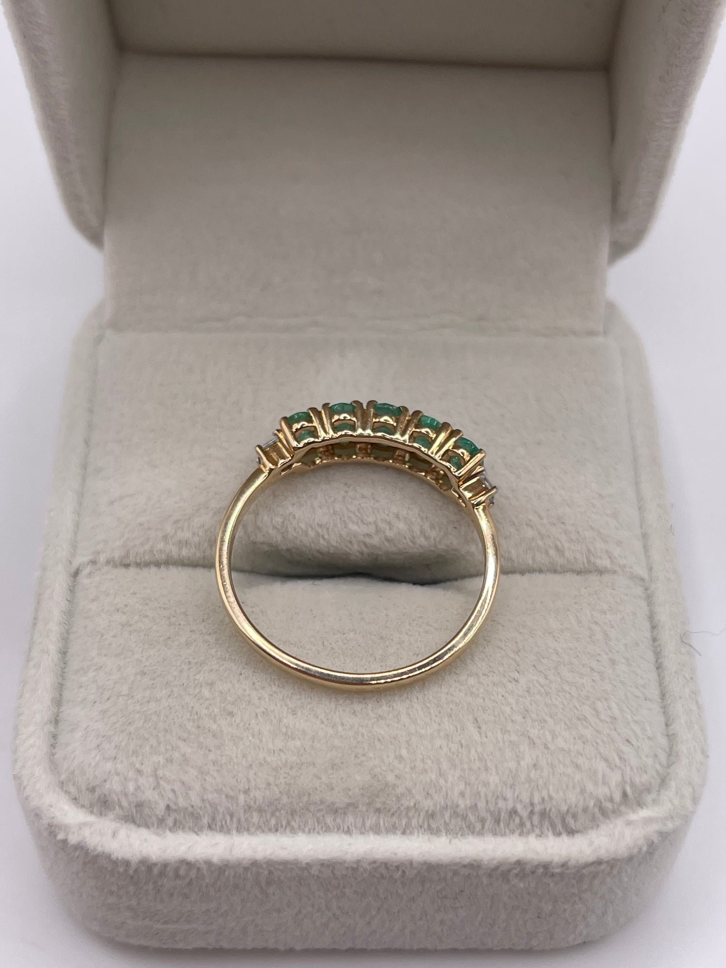 9ct gold emerald and zircon ring