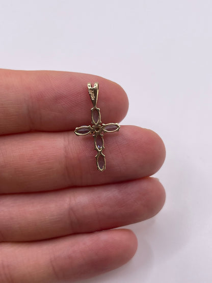 9ct gold topaz and diamond cross pendant