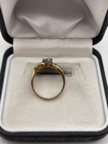 9ct gold tanzanite and diamond ring