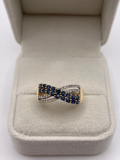 9ct gold sapphire and diamond ring