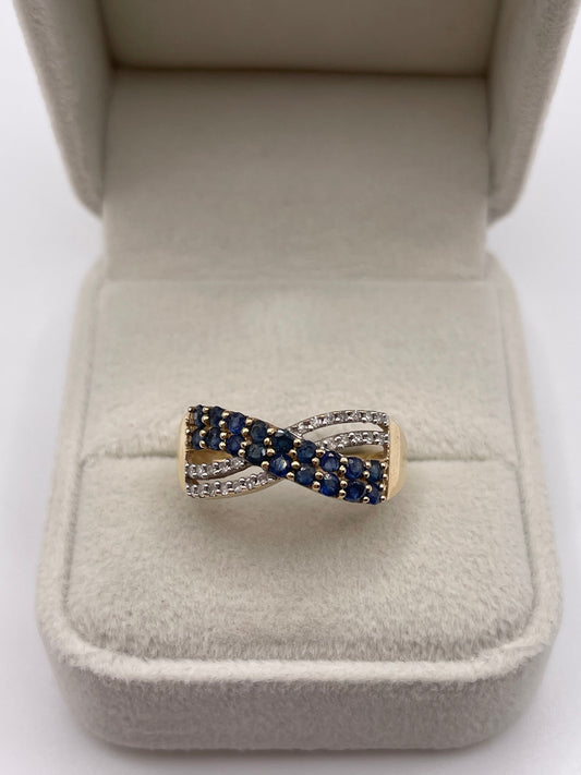 9ct gold sapphire and diamond ring
