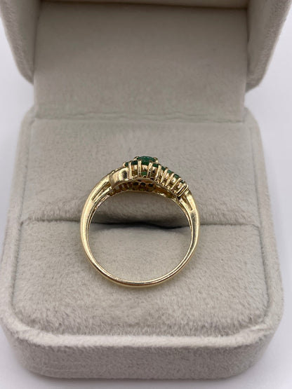9ct gold emerald and diamond ring