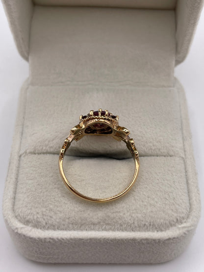 9ct gold ruby cluster ring