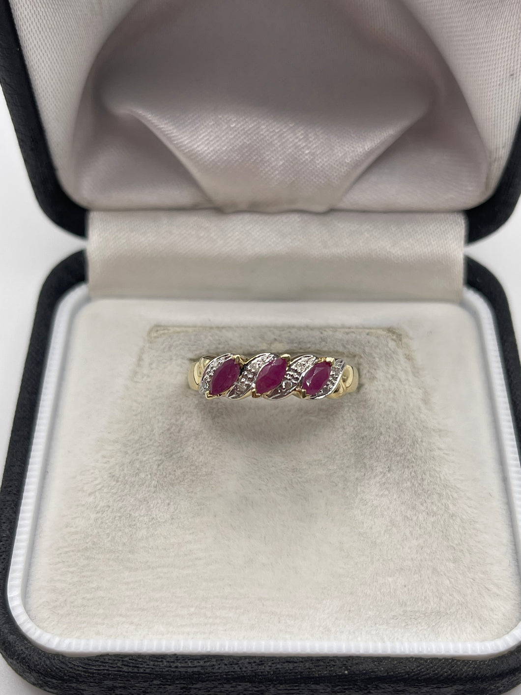 9ct gold ruby and diamond ring