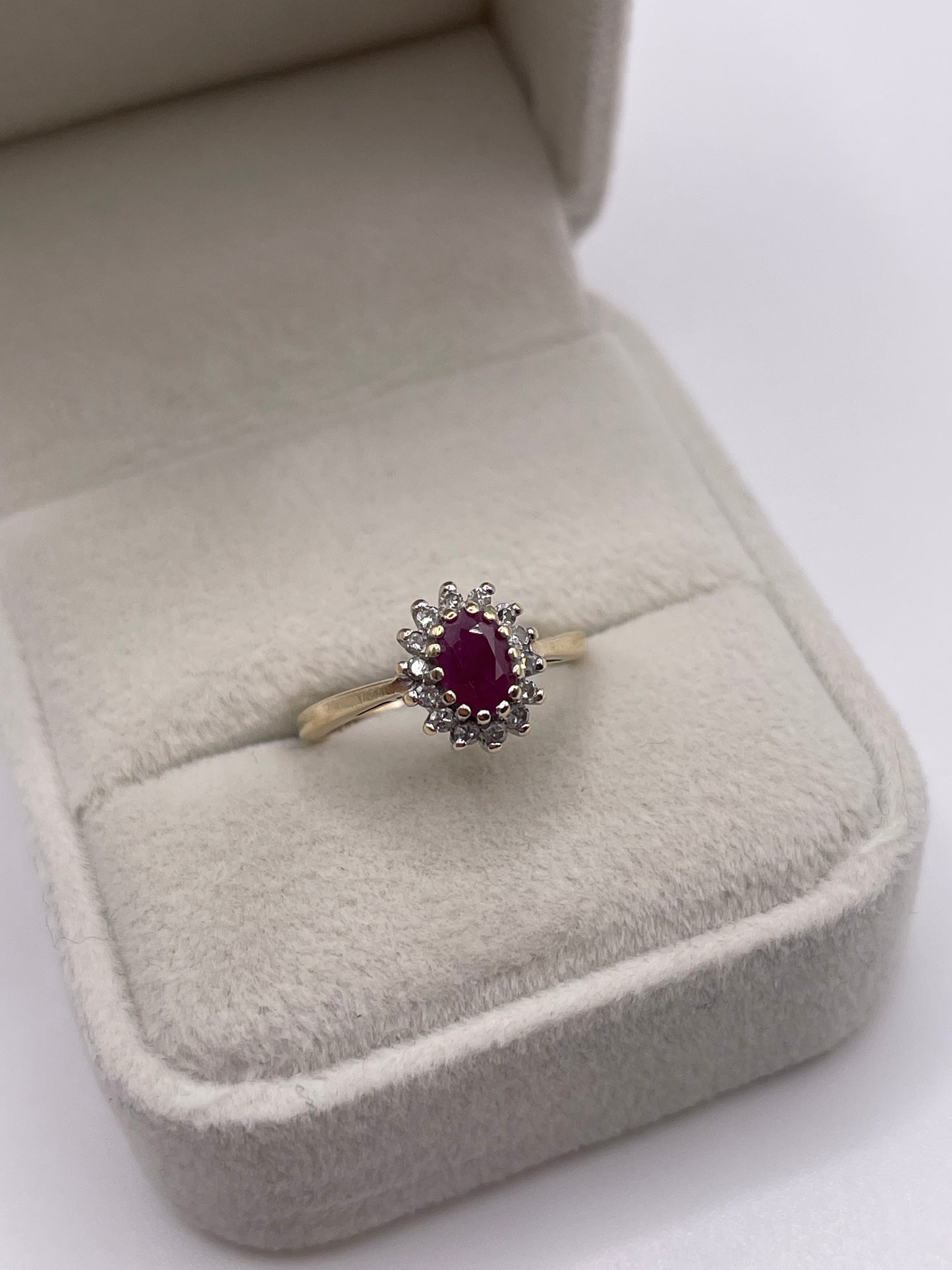 9ct gold ruby and diamond ring