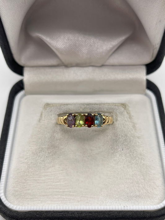 14ct gold multi gemstone ring