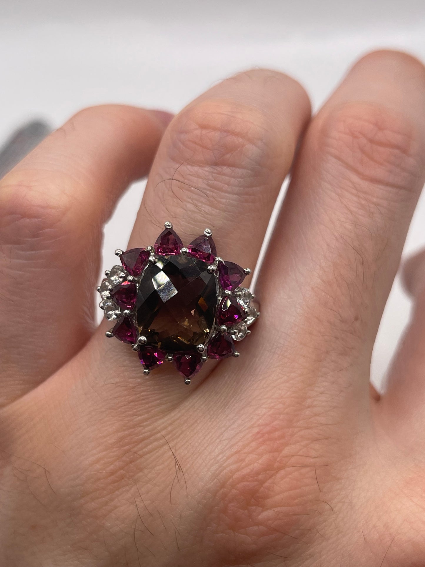 Silver gemstone ring