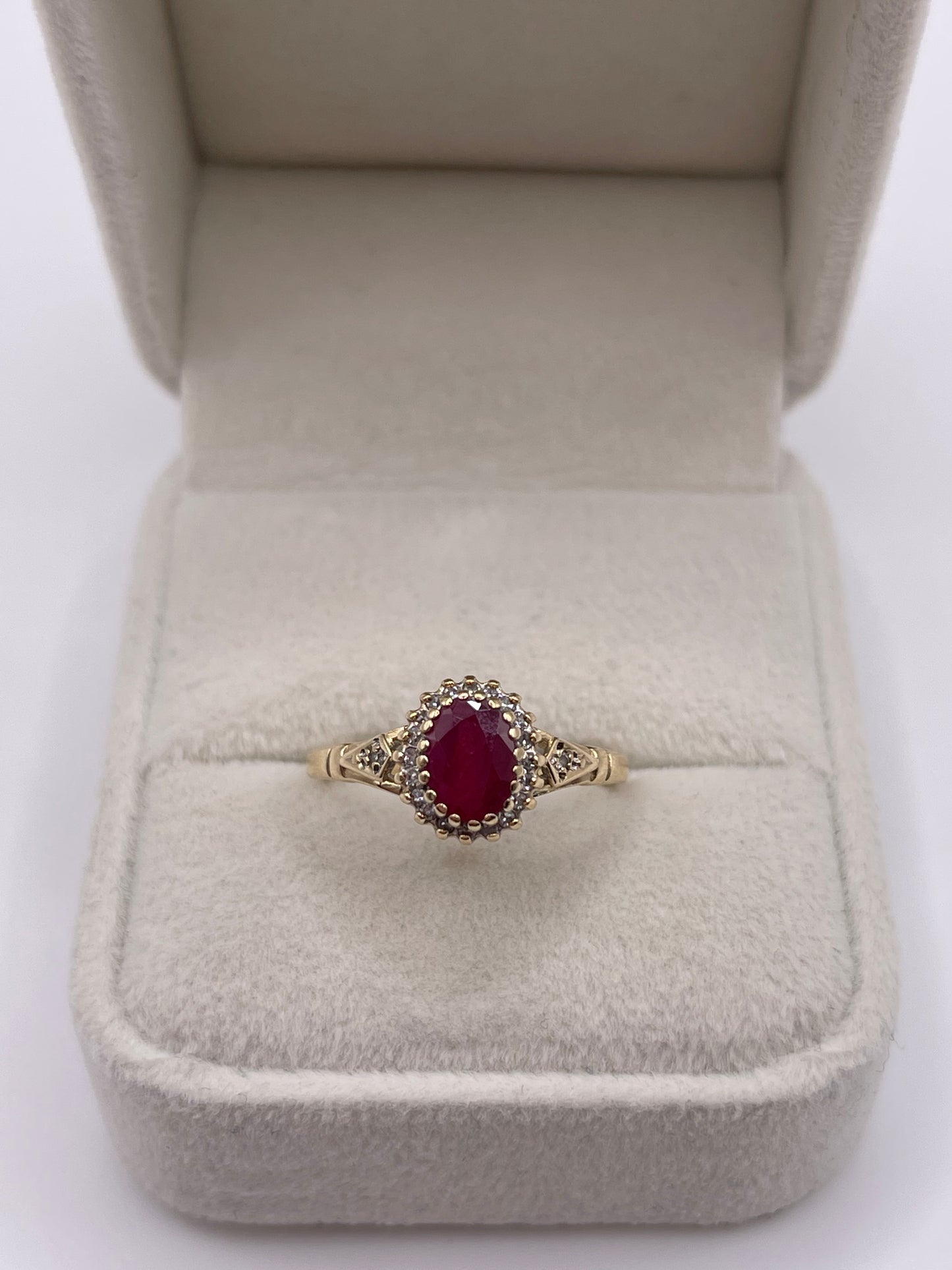 9ct gold ruby and diamond ring