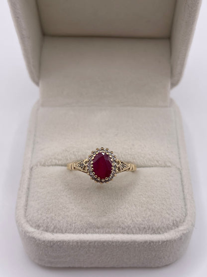 9ct gold ruby and diamond ring