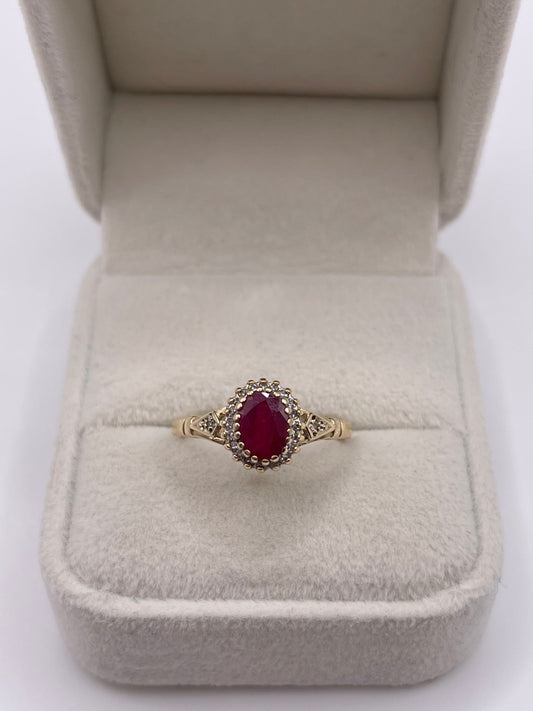 9ct gold ruby and diamond ring