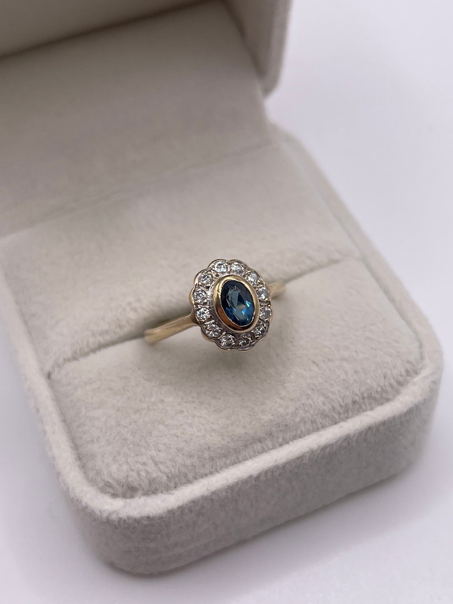 9ct gold topaz and diamond ring
