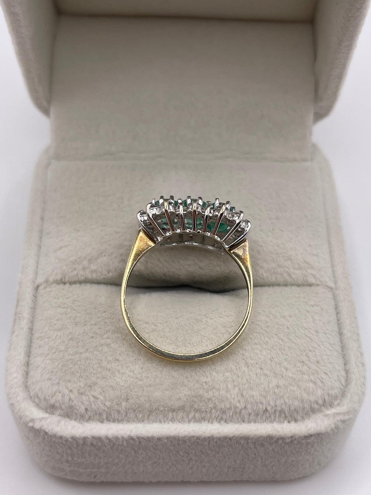 9ct gold emerald and cz ring