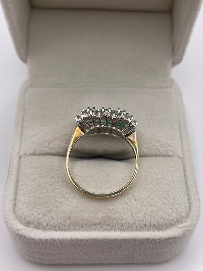 9ct gold emerald and cz ring
