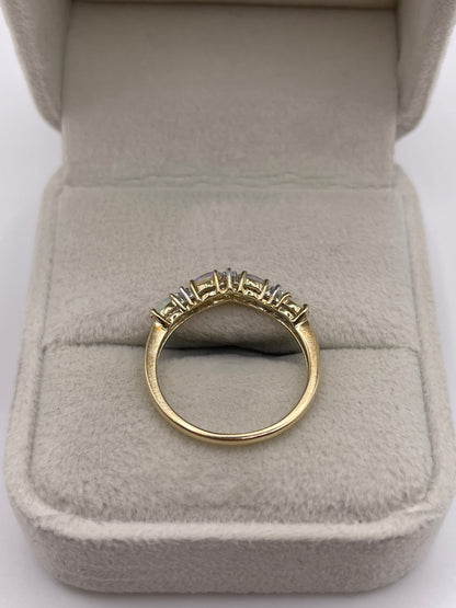 9ct gold opal and diamond wishbone ring