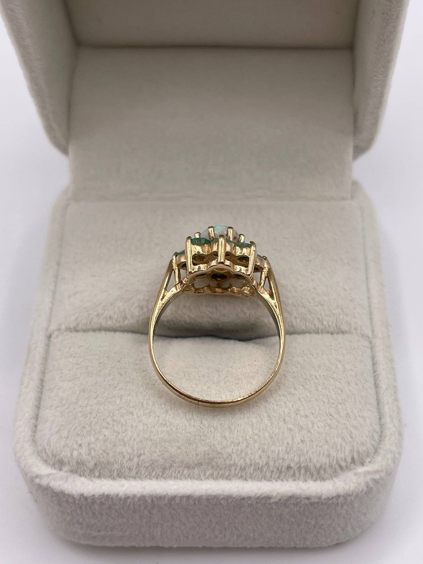 9ct gold opal and emerald ring