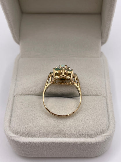 9ct gold opal and emerald ring