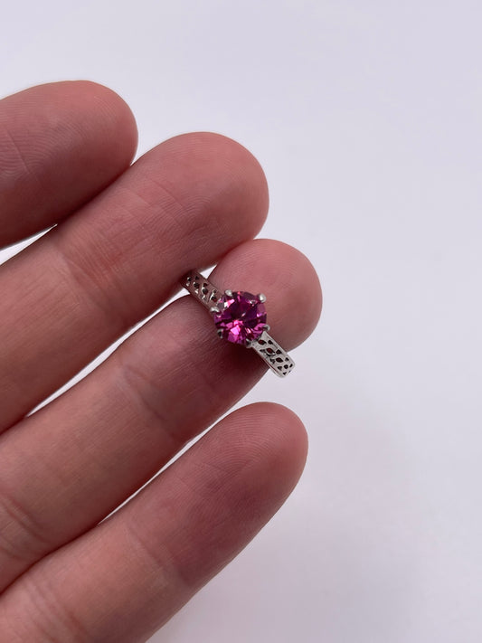 Silver pink topaz ring