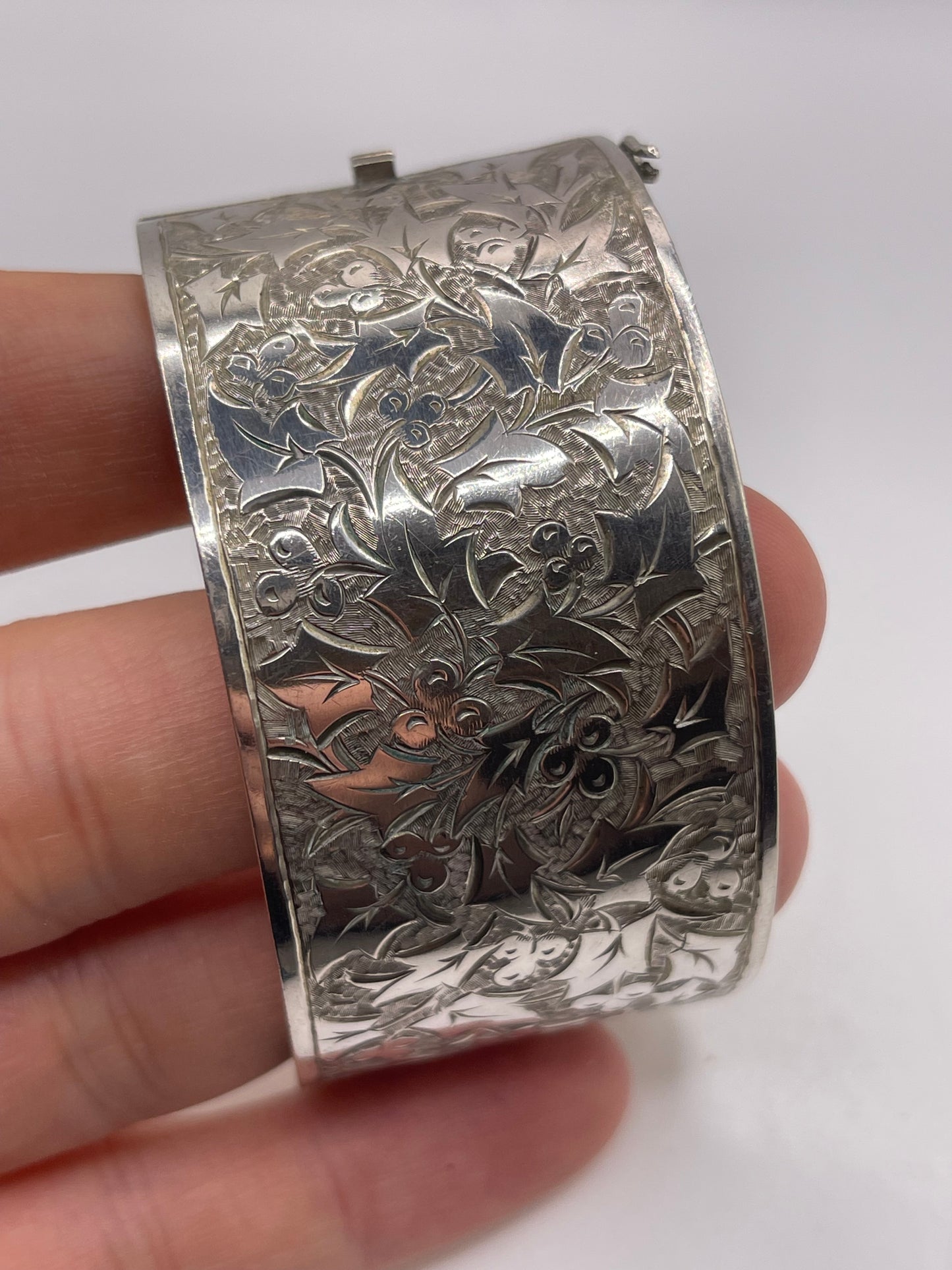 Antique silver back and front bangle