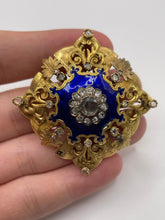 Load image into Gallery viewer, Antique 18ct gold enamel and diamond brooch
